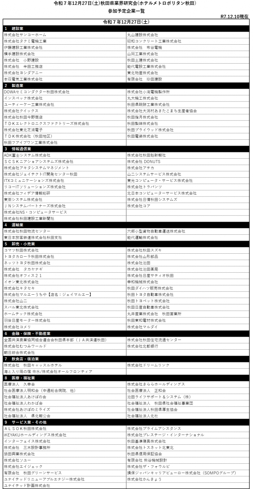 秋田県業界研究会参加企業（1210更新） [919KB]