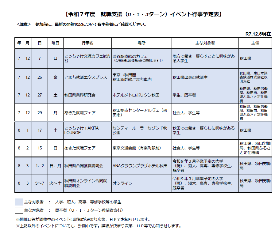 イベントスケジュール（R7.12.5現在） [166KB]