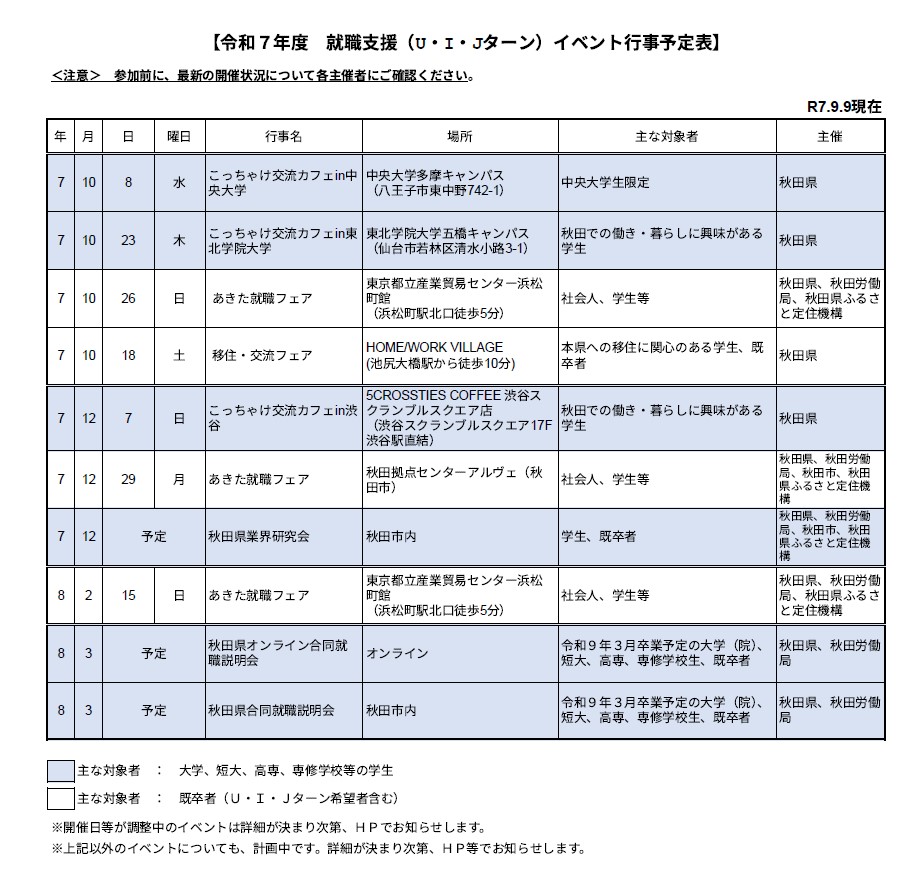 イベント情報（R7.9.9現在）[183KB]